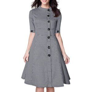 Miusol Black and White Checkered Midi Dress